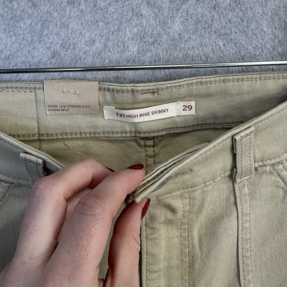 Levi's 721 High Rise Skinny Utility Women's 29x28 Khaki Beige Stretch‎ Denim NWT